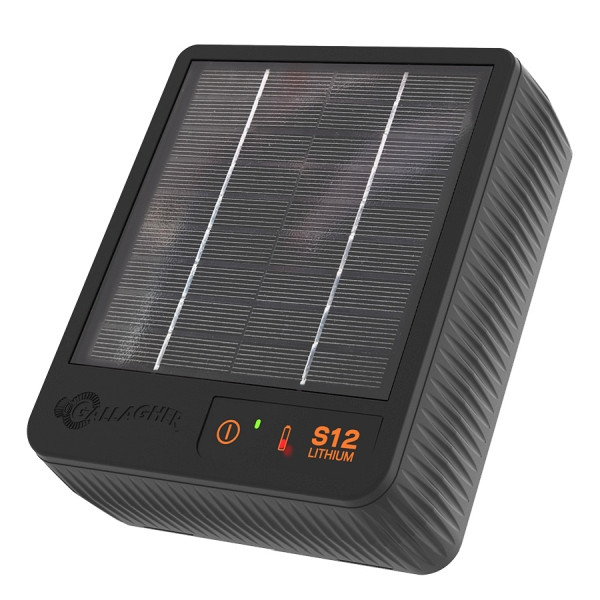 Clôture électrique/appareil solaire Gallagher S12 avec batterie Li (3,2 V - 6 Ah), 349015