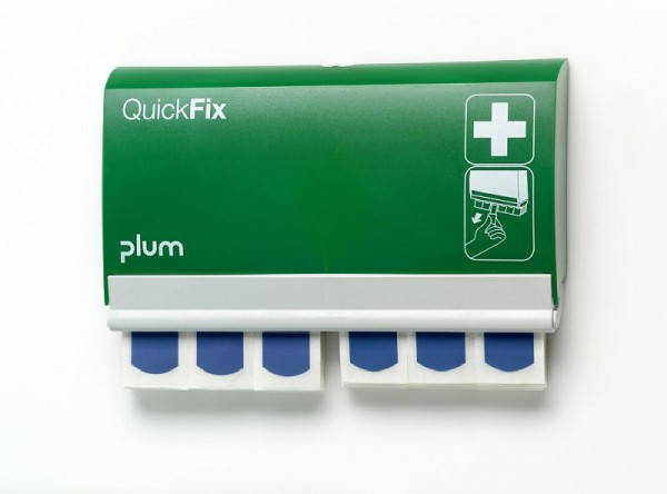 Distributeur de plâtre QuickFix Plum, y compris 2 x 45 patchs détectables, à surface métallique intégrée, par exemple pour l'industrie alimentaire, 5503