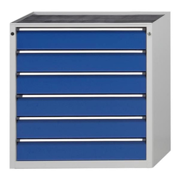 Armoire à tiroirs ANKE; 910 x 675 x 980 mm; RAL 7035/5010; Baignoire avec tapis antidérapant; 6 tiroirs, 610.202