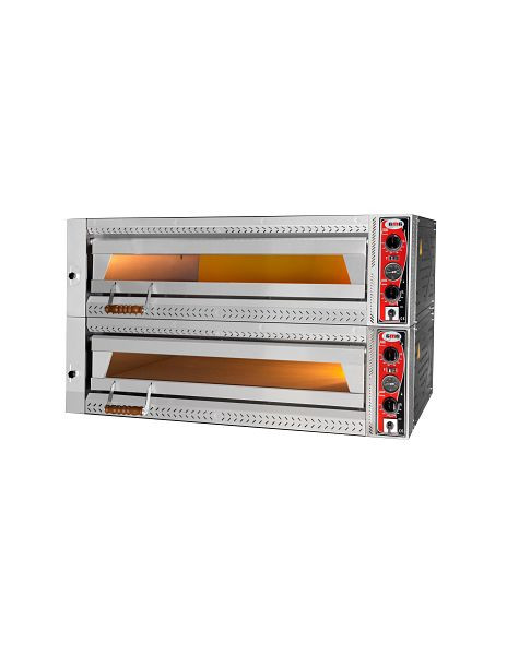 Four à pizza GMG Maxima S, 6+6x Ø 35cm, 16 kW 400V, empilable, avec socle en briques réfractaires, 2 chambres de cuisson, PEF10570 S-DE
