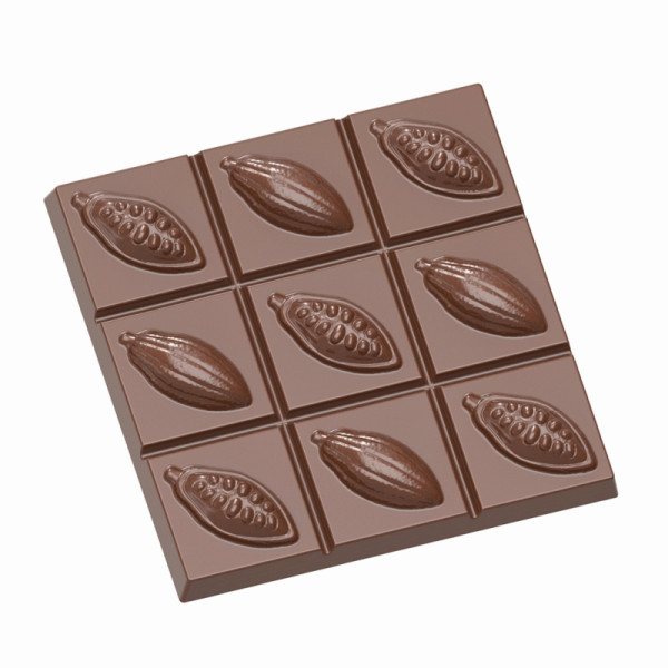 Moule à chocolat Schneider - barre de fève de cacao, 275 x 135 x 24 mm / 100 x 100 x 15 mm, 92 g, 1 x 2 pièces, 421642