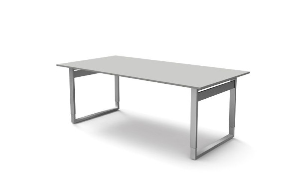 Kerkmann bureau extra large / table de réunion avec structure en fer, forme 5, L 2000 x P 1000 x H 680-820 mm, gris clair, 11404711