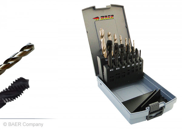 BAER Set HSSE STAINLESS STEEL : taraud machine trou borgne / carottage : M 3 - 12, B1930