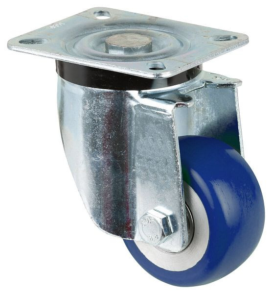 Roulettes BS roulette de transport roulette pivotante, roue polyuréthane 83 Shore, jante aluminium roulement à billes, platine, diamètre : 80 mm, L400.B92.080