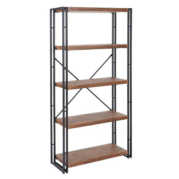 Bibliothèque Mendler HWC-A27, étagère autoportante, étagère de salon, structure 165x80cm 3D 5 niveaux, aspect chêne sauvage, 55080