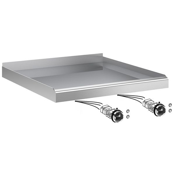 Plaque de cuisson encastrable Gastro-Inox avec surface de cuisson en acier inoxydable, 1/2 lisse-1/2 nervurée, 60cm, 160.539
