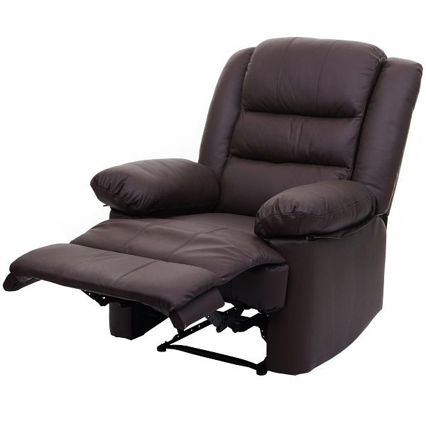 Fauteuil TV Mendler HWC-G15, fauteuil relax fauteuil lounger, cuir + simili cuir 101x87x100cm, marron, 70842+70843