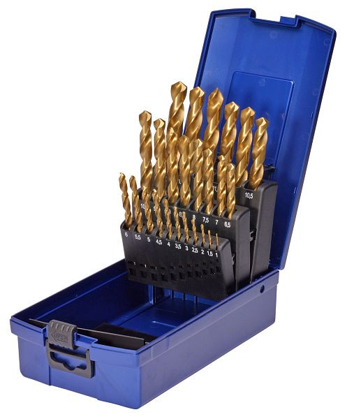 Jeu de forets hélicoïdaux SW-Stahl, HSS-G TIN, 1-13 mm, 25 pièces, dans une cassette en plastique, 81525L