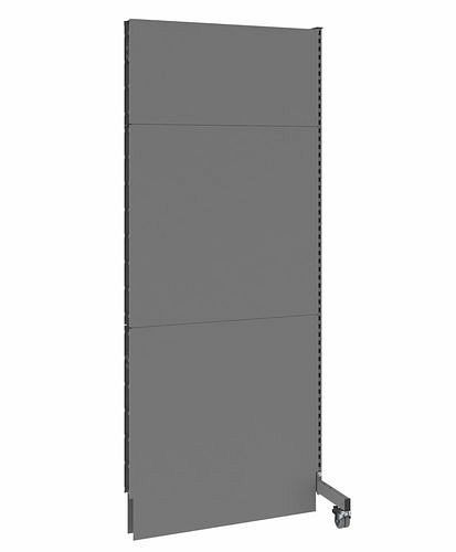 Cloison acoustique mobile DENIOS, panneau rapporté, L 1000, H 2500 mm, tôle perforée acoustique d'un côté, grise, 293078
