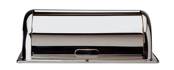 Couvercle roll-top APS, 55 x 34 cm, hauteur : 19,5 cm, acier inoxydable poli, charnière à 90°, embouti d'une seule pièce, 12310