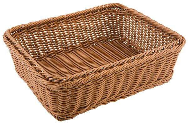 Panier APS GN 1/2, 32,5 x 26,5 cm, hauteur : 10 cm, polypropylène, marron clair, avec fil en acier inoxydable dans le bord, 40272