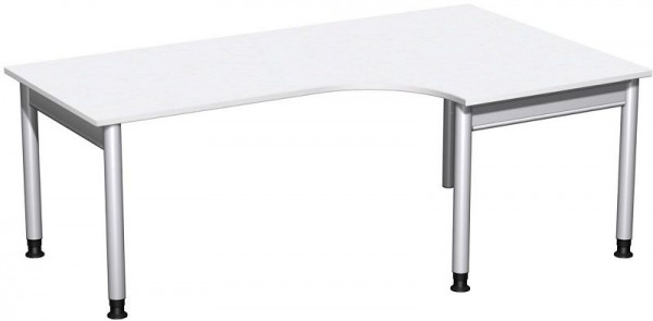 Bureau PC geramöbel droit, réglable en hauteur, 2000x1200x680-820, blanc/argent, N-657321-WS