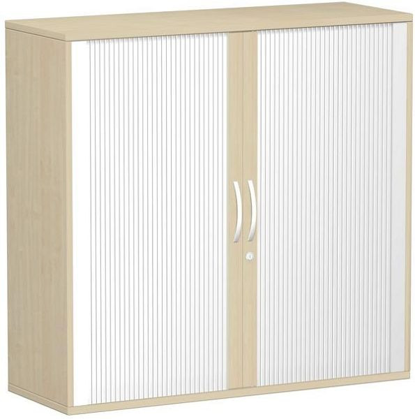 geramöbel panneau supérieur d'armoire à volets roulants 25 mm, avec pieds, verrouillable, 1200x425x1182, argent/érable, S-312310-SA