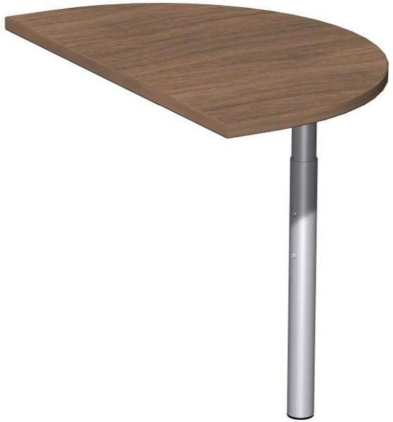 table d'appoint geramöbel semi-circulaire avec pied de support, matériel de liaison inclus, réglable en hauteur, 500x800x680-820, noyer/argent, N-657006-NS
