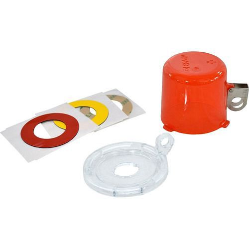 Serrure à bouton-poussoir DENIOS, rouge, H 49,60 x ∅ : 73,80 mm, 312014