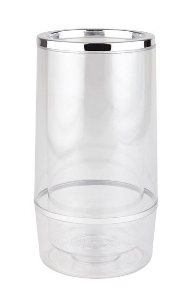Refroidisseur de bouteilles APS, Ø extérieur 12 cm, hauteur : 23 cm, PS, transparent, Ø intérieur 10 cm, double paroi, bord/anneau chromé, 36032