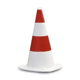 Cônes de signalisation DENIOS EUROPA, blancs, anneaux peints en rouge, H 510 mm, 311271