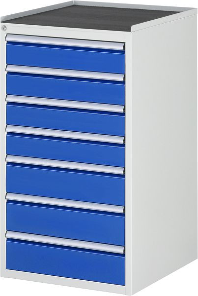 Armoire à tiroirs RAU série 7000, support métallique, 7 x tiroirs taille L 4xH120, 3xH150 mm, 580x1035x650 mm, 03-L7.10A-MT.11