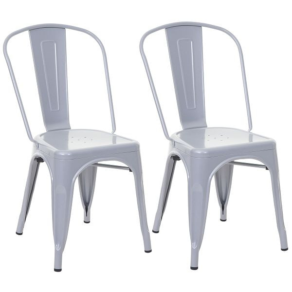 Mendler set de 2 chaises HWC-A73, chaise de bistrot, empilable, métal design industriel empilable, gris, 70811