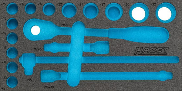 Insert en mousse souple Hazet à 2 composants, pour 906, dimensions / longueur : 342 mm x 172 mm Taille du système d'organisation : 1/3 (342 x 172 mm), 163-358L
