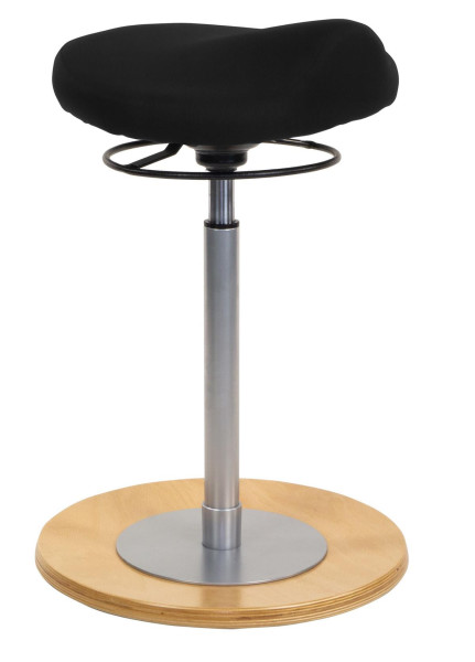 Tabouret Mayer Sitzmöbel avec assise confort de forme ergonomique, plaque de base en hêtre naturel, hauteur d'assise 54 - 80 cm, noir brillant, 1101_N_30572
