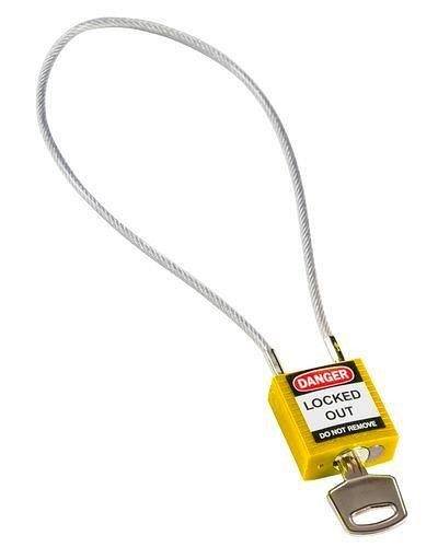 Serrure de sécurité compacte Brady, clé à division différente, avec support de câble 400 mm, jaune, 244337
