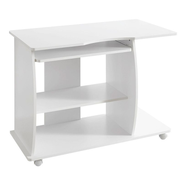Wohnling table d'ordinateur DIANA enroulable blanc 90 x 71 x 50 cm avec tiroir clavier, WL1.152