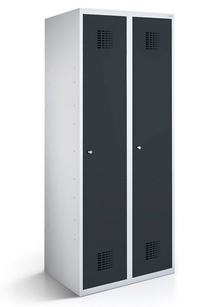 Vestiaire KEMMLIT 2 compartiments 30cm avec fond fermé, gris anthracite 7016, loquet tournant, 251851