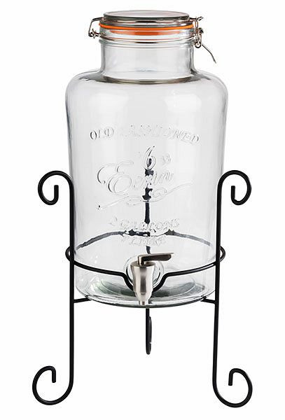 Distributeur de boissons APS, Ø 27 cm, hauteur : 50,5 cm, 7 litres, récipient en verre, robinet en acier inoxydable, structure en métal, noir, 10409