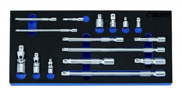 Adaptateur Boxo 1/4", 3/8" et 1/2" rallonge de tête sphérique, jeu de joints universels 16 pièces, UE : 10 pièces, BX092