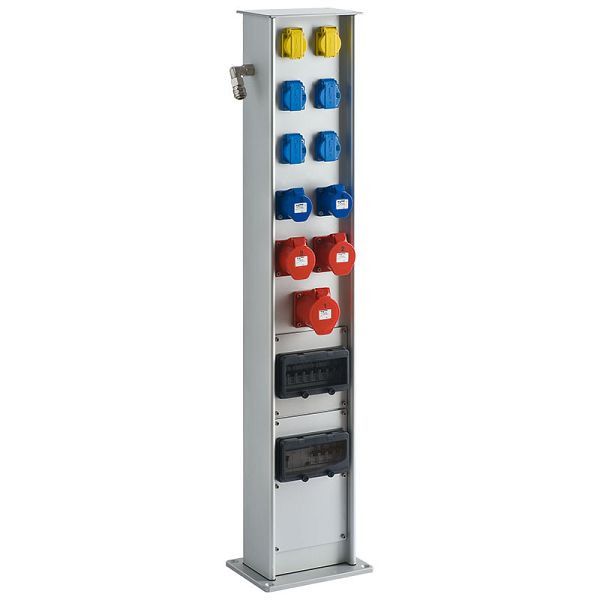 ELSPRO Aluminium-Energiesäule ALPEN 1x32/5 2x16/5 2x16/3 4xSCH 2xCAT 1xDL MCB RCD 1185mm, 6A593D01