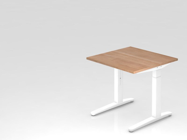 Bureau Hammerbacher pied C 80x80cm noyer/blanc, forme rectangulaire, VXB08/N/WW