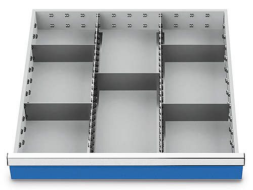 Bedrunka+Hirth inserts de tiroir T736 R 24-24, pour hauteur de panneau 50 mm, 2 x MF 600 mm, 5 x TW 200 mm, 135BLH50