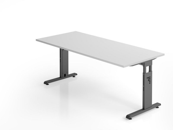 Bureau Hammerbacher OS19, 180 x 80 cm, plateau : gris, épaisseur 25 mm, chant ABS 2 mm, forme rectangulaire, VOS19/5/G