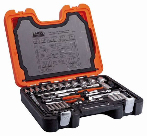 Jeu de clés à douille Bahco 1/2"+1/4", 91 pièces, S910
