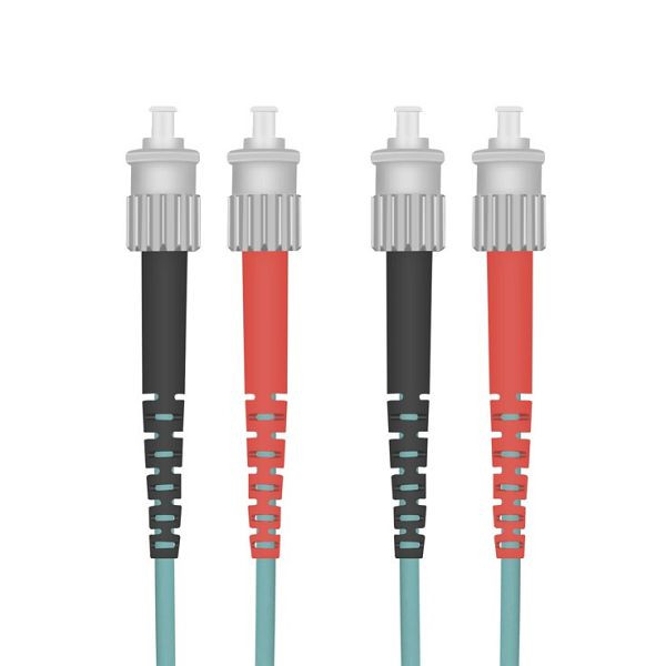 Câble patch fibre optique Helos ST/ST Duplex50/125µm OM3 aqua 7.5m, 126404