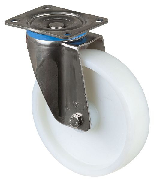 Rouleaux BS rouleau pour charges lourdes en acier inoxydable, largeur 50 mm, Ø200 mm, jusqu'à 450 kg, bande de roulement/corps de roue en plastique, roulement à rouleaux en acier inoxydable, HS100.B14.201