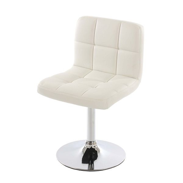 Chaise de salle à manger Mendler Kavala, chaise de cuisine, pivotante, simili cuir blanc, base chromée, 74406