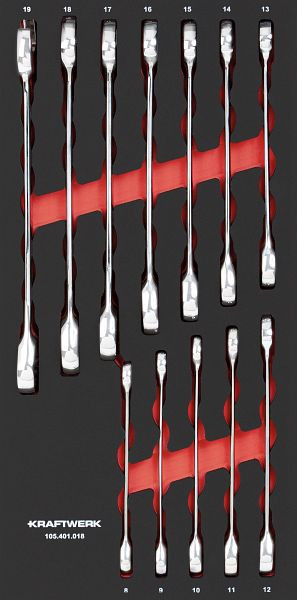Kraftwerk PRO LINE EVA insert de clé mixte à cliquet, 20 x 40 cm, 12 pièces, 105.401.018