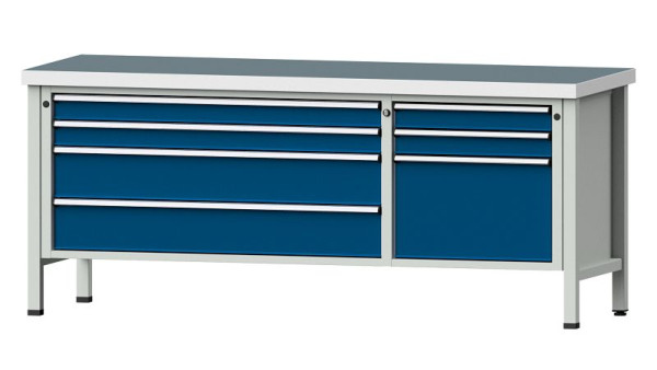 Établis ANKE Établi en caisson, modèle 288 V, 2000 x 700 x 850 mm, RAL 7035/5010, UBP 50 mm, 304.638