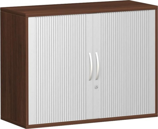 armoire à volets roulants geramöbel 1 étagère décorative, verrouillable, 1000x425x768, argent/noyer, N-10Q210-SN