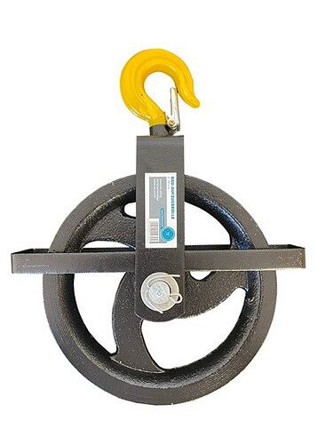 Galet de levage de construction MMXX, CE, Ø 300 mm, charge au crochet 300 kg, étrier de sécurité, 40495
