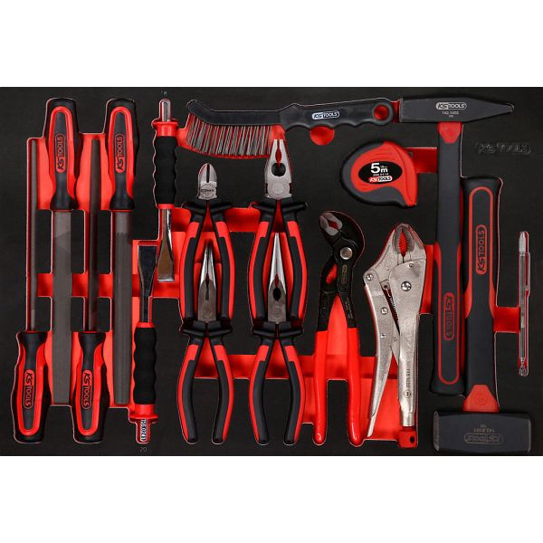 KS Tools PERFORMANCEplus jeu d'outils, 17 pièces, pince, marteau et burin, 811.0017