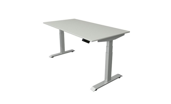Table assis-debout Kerkmann L 1600 x P 800 mm, réglable en hauteur électriquement de 640 à 1290 mm, gris clair, 10040611