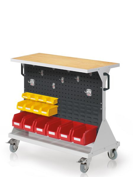 Chariot Bedrunka+Hirth RasterMobil® - taille 2, dimensions : 1000 x 500 x 890 mm, 1 x pied de support en tôle d'acier, plaque multiplex de 30 mm d'épaisseur, 04.43.1016