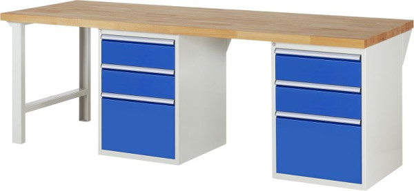 Etabli RAU série 7000 - modèle 7503-8, L2500 x P900 x H890 mm, base système L2500 x P850 x H850 mm, avec 6 tiroirs, 03-7507A8-259B4M.11