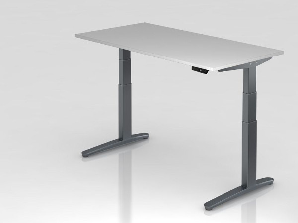 Hammerbacher bureau assis-debout électrique 160x80cm gris/graphite, forme rectangulaire, VXBHM16/5/GG