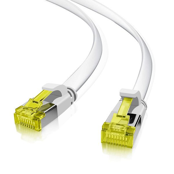 Helos câble patch ultra plat U/FTP Cat 6a blanc 0,5m, 205255