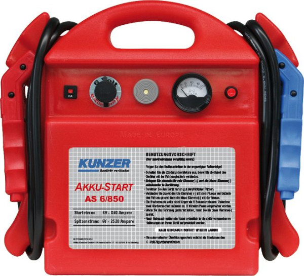 Démarrage par batterie Kunzer , portable 6V 850 A, AS 6/850