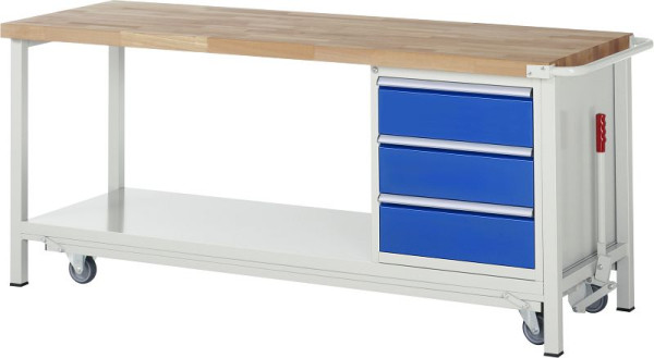 Etabli RAU avec châssis abaissable série 8000, 3 x tiroirs, 2000x880x700 mm, 05-8157A6-207B4F.11